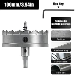 1Pc TCT Hole Saw, 12‑100mm Tungsten Carbide Tipped Hole Cutter for Cutting & Drilling Metal, Stainless Steel, Alloy Steel