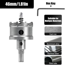 1Pc TCT Hole Saw, 12‑100mm Tungsten Carbide Tipped Hole Cutter for Cutting & Drilling Metal, Stainless Steel, Alloy Steel