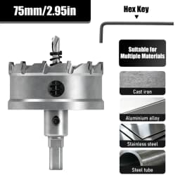 1Pc TCT Hole Saw, 12‑100mm Tungsten Carbide Tipped Hole Cutter for Cutting & Drilling Metal, Stainless Steel, Alloy Steel