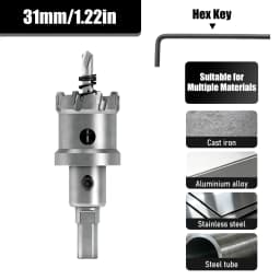 1Pc TCT Hole Saw, 12‑100mm Tungsten Carbide Tipped Hole Cutter for Cutting & Drilling Metal, Stainless Steel, Alloy Steel