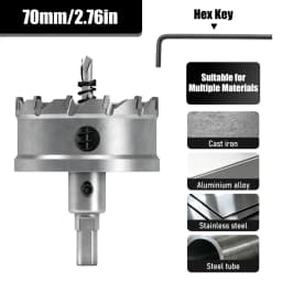 1Pc TCT Hole Saw, 12‑100mm Tungsten Carbide Tipped Hole Cutter for Cutting & Drilling Metal, Stainless Steel, Alloy Steel