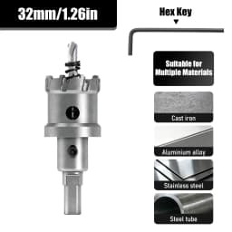 1Pc TCT Hole Saw, 12‑100mm Tungsten Carbide Tipped Hole Cutter for Cutting & Drilling Metal, Stainless Steel, Alloy Steel