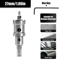 1Pc TCT Hole Saw, 12‑100mm Tungsten Carbide Tipped Hole Cutter for Cutting & Drilling Metal, Stainless Steel, Alloy Steel