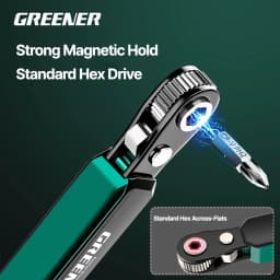 GREENER 72-Tooth Reversible Ratchet Wrench Set 1/4 Inch Hex Drive Quick Release CR-V Steel Right Angle For Auto Home Repair