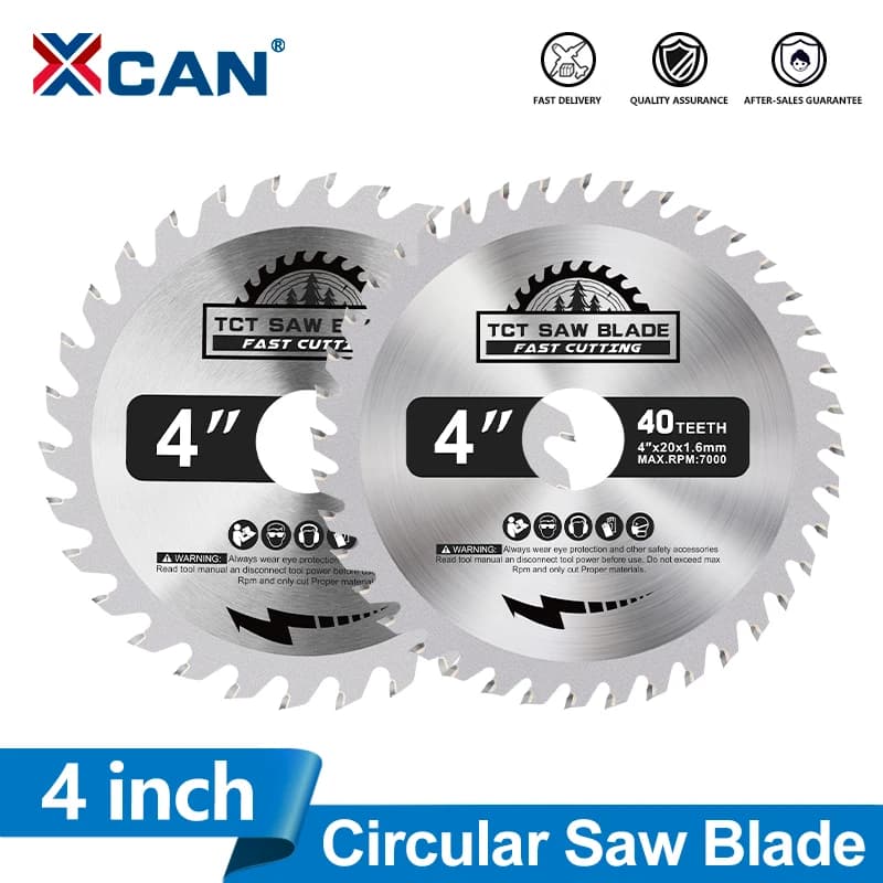 XCAN 4 inch 100mm Circular Saw Blade 30T 40T Wood Cutting Disc For Wood Plastic Metal Carbide Cutting Tools with 20/22.2mm Arbor