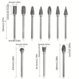 10pcs Tungsten Alloy Router Bit Set | Single Flute Rotary Bits for Grinding Polishing Carving, Metal Wood Stone Tool Durable