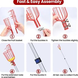 Fruit Picking Picker High Altitude Telescopic Collector Pole Plukker Collect Tool Fruits Trees Catcher