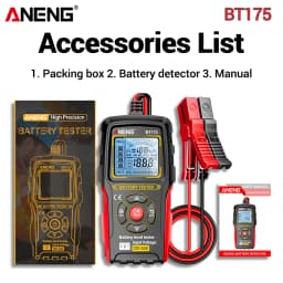 12V 24V Digital Car Battery Tester Alternator Automotive Analyzer Display Screen ANENG BT175 With Insulated Alligator Clip Tools