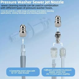 1/4" Female NPT Connect Pressure Washer Sewer Jetter Nozzle for Pressure Drain Jetter Hose Compatible with Most Models
