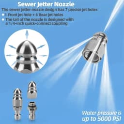 1/4" Female NPT Connect Pressure Washer Sewer Jetter Nozzle for Pressure Drain Jetter Hose Compatible with Most Models