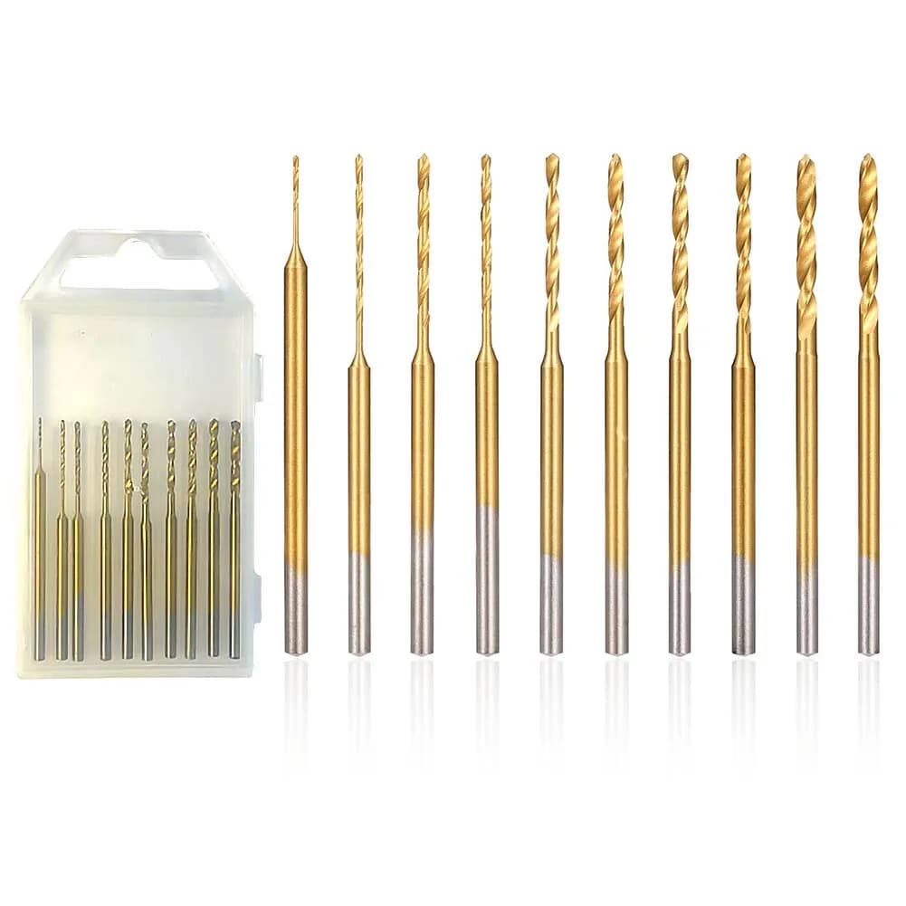 10pc Mini Drill Bit 2.35mm Shank Diameter HSS Drilling Chip Clearance Tool Accessorie Drill Bit Box Set For Jewelry Leather Wood
