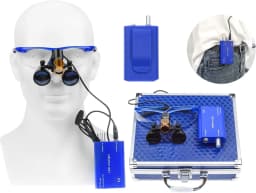 High Power 2.5X 3.5X Loupes Magnifier with 5W LED Headlight Plug in Clip Filter Light and Aluminum Protection Box