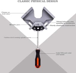 90 Degree Right Angle Clip Clamp Single Handle Aluminum Alloy Corner Clamp Woodworking Picture Frame Clip Right Angle Folder