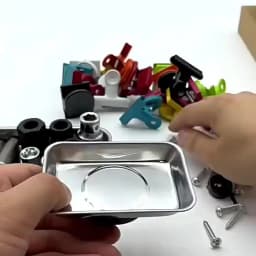 Round Square Magnetic Bowl, Stainless Steel Parts Tray, Durable, Holds Screws Nuts Bolts, Easy Access, Prevents Loss, Workshop