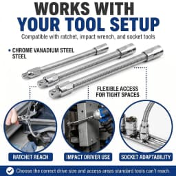 Electric Wrench Sleeve Universal Extension Rod Bendable Flexible Extension Bar Shaft Set 1/4 3/8 1/2 Socket Wrenches Drive Head