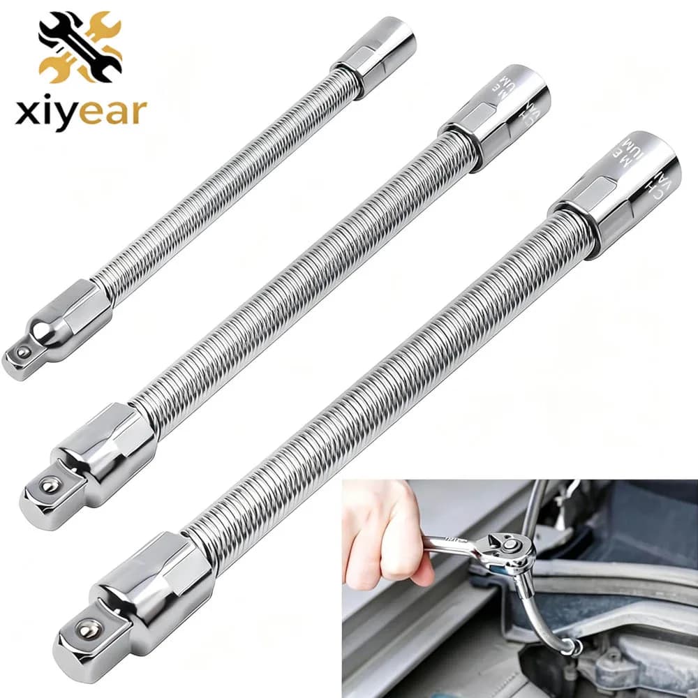 Electric Wrench Sleeve Universal Extension Rod Bendable Flexible Extension Bar Shaft Set 1/4 3/8 1/2 Socket Wrenches Drive Head