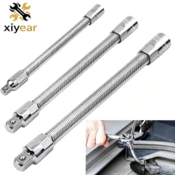 Electric Wrench Sleeve Universal Extension Rod Bendable Flexible Extension Bar Shaft Set 1/4 3/8 1/2 Socket Wrenches Drive Head