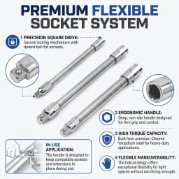 Electric Wrench Sleeve Universal Extension Rod Bendable Flexible Extension Bar Shaft Set 1/4 3/8 1/2 Socket Wrenches Drive Head