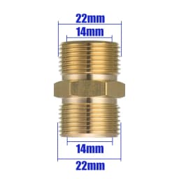 Brass M22 Hose Connector 15mm Female to 14mm Male, High Pressure Washer Extension Coupler Adapter for Power Washer Hose