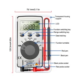 AN101 Mini Digital Multimeter 4000Count T-RMS AC/DC NCV Capacitance Ammeter Voltmeter Tester Multimetro Digital Profesional Test