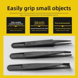 Anti Static Carbon Fiber Electronics Tweezer JZD Non Magnetic Plastic Tool Pointed Bent Tip Component Handling Factory Price