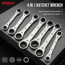 4-in-1 Quad-Size Ratchet Wrench Multi-Head Adjustable Socket Spanner Professional CR-V Steel Hand Tool for Rapid Fastening