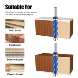Carbide Milling Cutter 12mm 1/2" Shank Flush Carbide End Mill Solid Spiral Double Bearing CNC Router Machine Bit For Wood