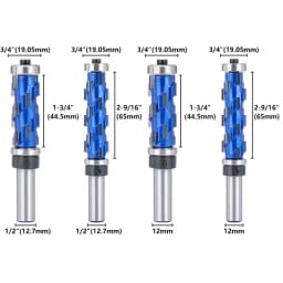 Carbide Milling Cutter 12mm 1/2" Shank Flush Carbide End Mill Solid Spiral Double Bearing CNC Router Machine Bit For Wood