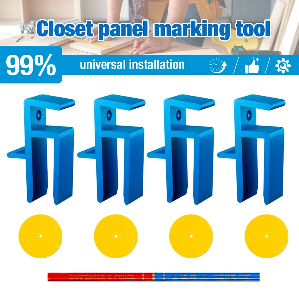 16-18MM Wooden Board Install Closing Fixed Clip, Wardrobe/Kitchen Cabinet Scribe Tool, Woodworking Jigs Set, for Cutting/Marking