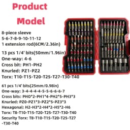 83Pcs Impact Driver Drill Bit Set with Magnetic Nut Driver, S2 Steel Cross Slot, Slotted, Square, Star, Hex, TORX Bits