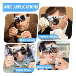 LED Light Magnifying Glasses For Close Work, electronic repair magnifying glass Hands Free Magnifier With 14 Interchangeable