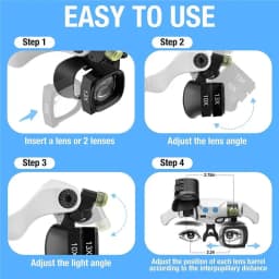 LED Light Magnifying Glasses For Close Work, electronic repair magnifying glass Hands Free Magnifier With 14 Interchangeable