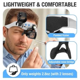 LED Light Magnifying Glasses For Close Work, electronic repair magnifying glass Hands Free Magnifier With 14 Interchangeable