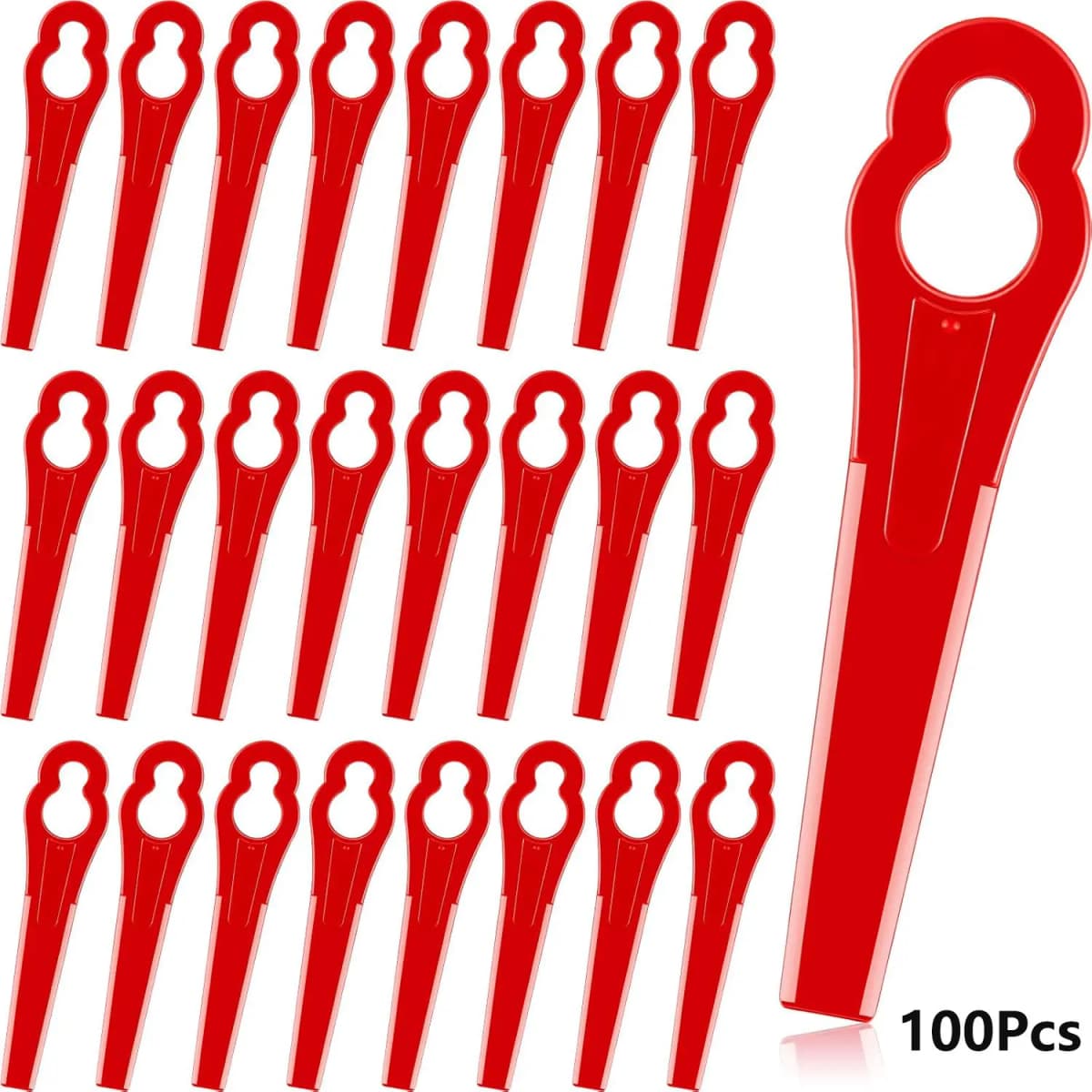 Rafford 100 Pcs Plastic Trimmer Blades Replacement Mowing Grass Trimmer Nylon Blades Compatible with 2-2 3-2 FSA 45 57 FSE 52