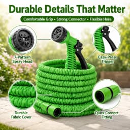 Durable Retractable Magic Water Hose with SprayNozzle HighPressureGarden Hose for Car Washing Watering Plants Household Cleaning
