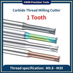 1 Tooth Carbide Milling Thread Endmills 1 Tooth Thread Milling Cutter Tungsten Carbide Steel M0.8 M0.9 M1 M2 M3 M4 M5 M6 M8-M30