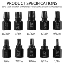 10Pcs Alloy Steel Screw Extractor Kit, Multi-Spline Damaged Screw Bolt Stud Remover Easy Out Drill Bits