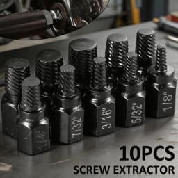 10Pcs Alloy Steel Screw Extractor Kit, Multi-Spline Damaged Screw Bolt Stud Remover Easy Out Drill Bits