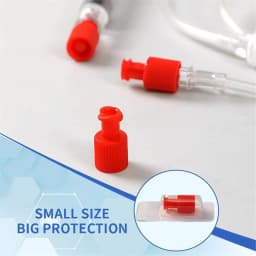 Time Saving 100pcs Luer Stopper Red Closing ConesSterile Cap Dual Function Luer Lock Caps for Male/Female Connectors Syringes Ti