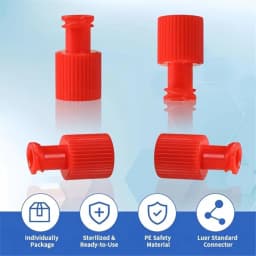 Time Saving 100pcs Luer Stopper Red Closing ConesSterile Cap Dual Function Luer Lock Caps for Male/Female Connectors Syringes Ti