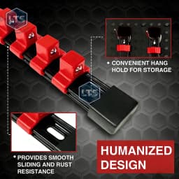 360° Swivel ABS Socket Organizer 1/4Inch 3/8Inch 1/2Inch Premium Quality Socket Clip Rail Holder Socket Organizer Tools Red&Blue