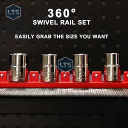 360° Swivel ABS Socket Organizer 1/4Inch 3/8Inch 1/2Inch Premium Quality Socket Clip Rail Holder Socket Organizer Tools Red&Blue