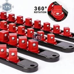 360° Swivel ABS Socket Organizer 1/4Inch 3/8Inch 1/2Inch Premium Quality Socket Clip Rail Holder Socket Organizer Tools Red&Blue