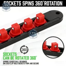 360° Swivel ABS Socket Organizer 1/4Inch 3/8Inch 1/2Inch Premium Quality Socket Clip Rail Holder Socket Organizer Tools Red&Blue