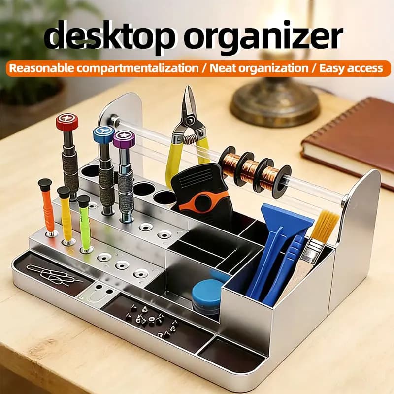 Multifunctional Plastic Repair Tool Storage Box, Screwdriver Organizer, Sorting Parts Container, Desktop Maintenance Tool Holder