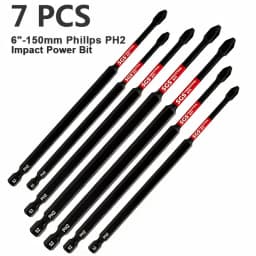 3/5/7 Piece Set 150mm Extended Ph2 Magnetic Phillips Bits S2 Steel Industrial-Grade Impact-Resistant Electric Screwdriver Replacement Bits