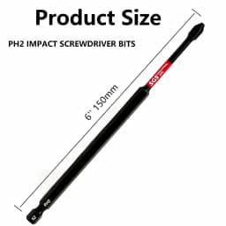 3/5/7 Piece Set 150mm Extended Ph2 Magnetic Phillips Bits S2 Steel Industrial-Grade Impact-Resistant Electric Screwdriver Replacement Bits