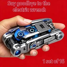 16-in-1 Socket Wrench Set, Non-Slip Rotating Head. Durable Stainless Steel for Home & Car Repairs. Easy & Universal Tool.
