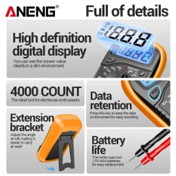 ANENG AN8205C Digital Professional Multimeter AC/DC Voltage Meter HFE Ohm Tester DC Current Temp Meter With LCD Backlight Tester