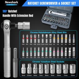 Ratchet Screwdriver Set Magnetic Socket Wrench Semi-Automatic Multi-Purpose Repair Tool with Detachable Handle,180° Ratchet Head
